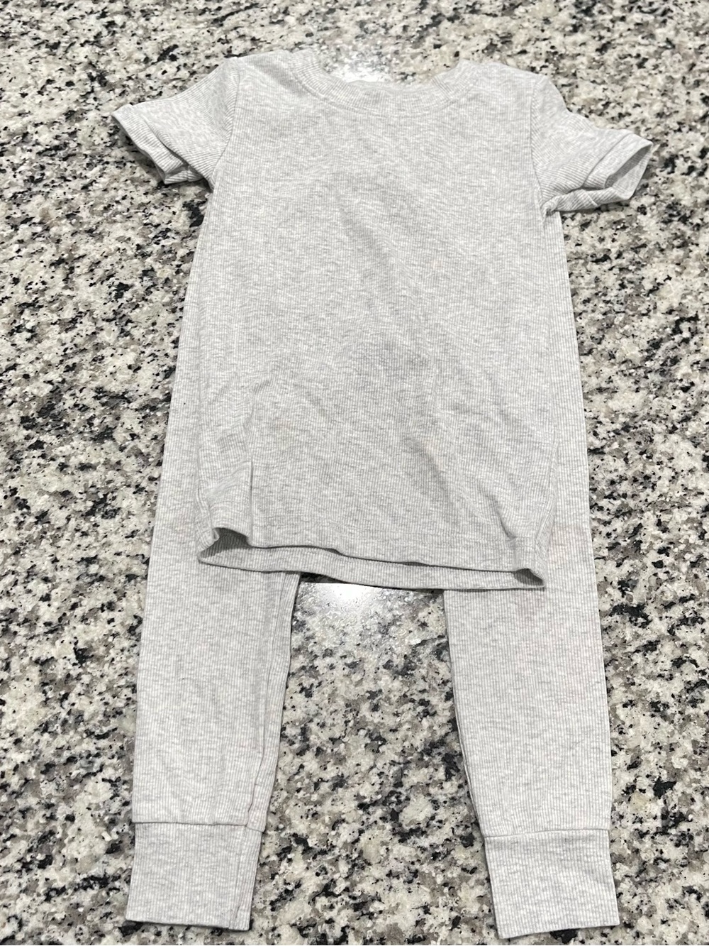 Old Navy Toddlers' Light Gray Ribbed Pajama Set - Short Sleeve Top & Pants